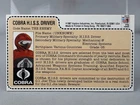 GI Joe 1983 Cobra Hiss Driver 1987 Hasbro Direct Mail Away Red Back File Card