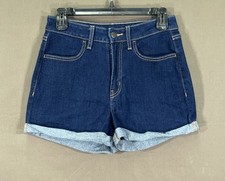 OLD NAVY High-Rise Wow STRETCH DENIM Cuffed CLASSIC AMERICAN Blue Jean SHORTS 4