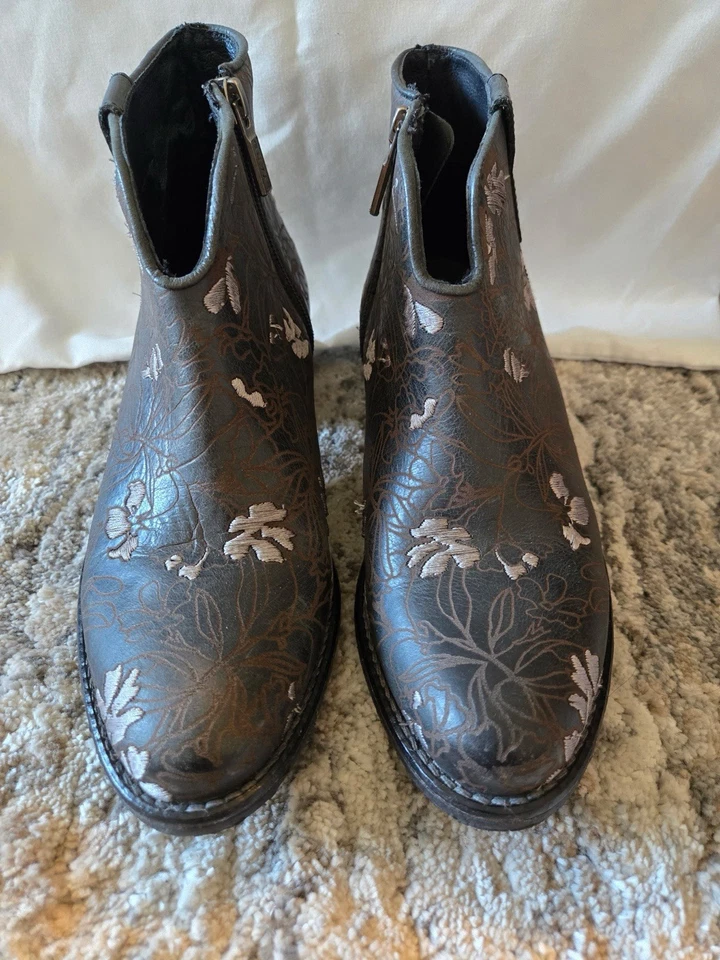 Lyard Floral Bordado Botines Western Boho Vaquera 8.5 Zapatos para Mujer Negros Foto 2 de 4