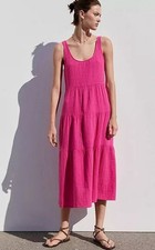 MANGO Bambu Dress in Fuchsia UK 8/S (fmn34-1)
