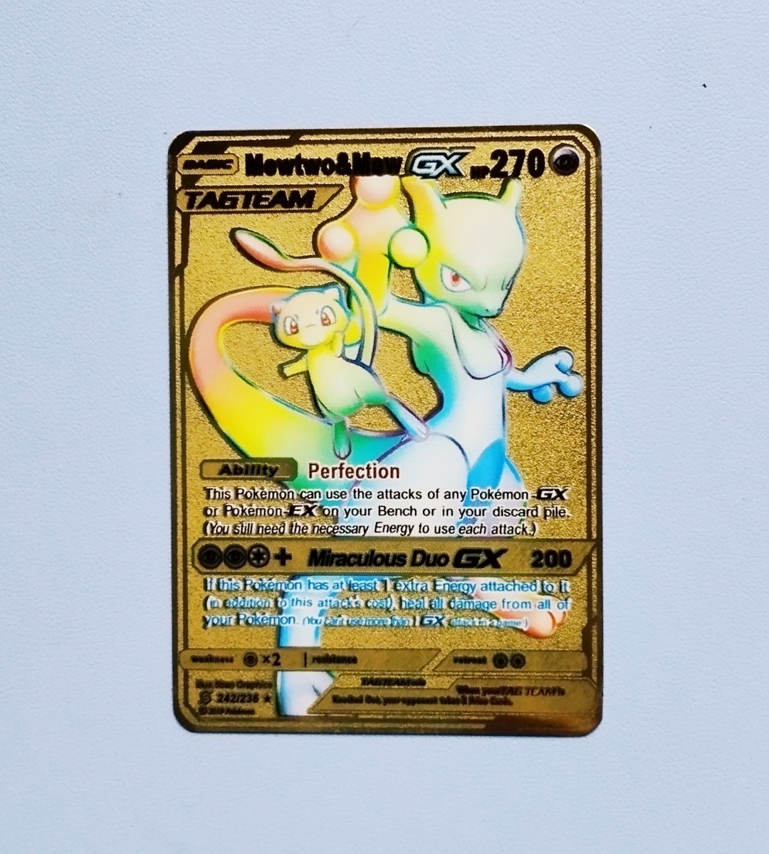 ポケモンカード Mewtwo GX Mew V ゴールド 2枚 Mewtwo and Mew GX Rainbow Metal Gold Pokemon Card Collectible Gift