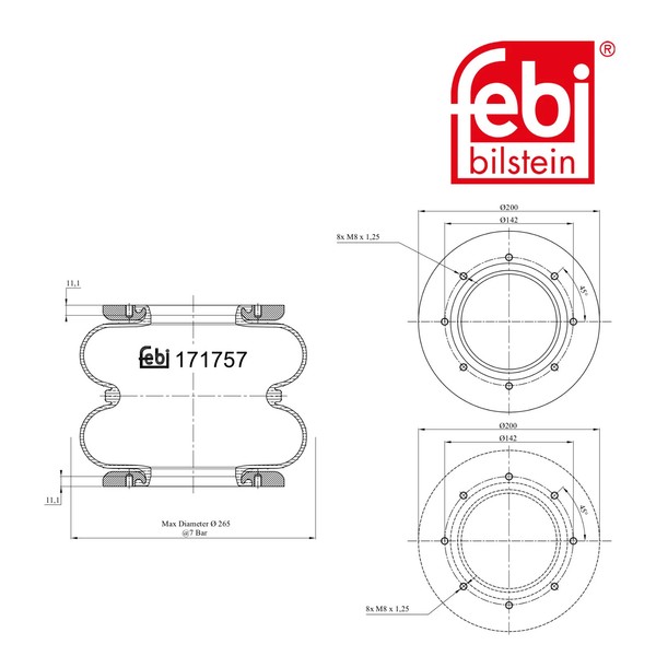 Febi Bilstein Luftfederbalg - Deutz Ag, Deutz-Fahr - Deutz Ag, Deutz-Fahr --image