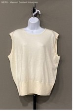 Banana Republic Women's Ivory Solid Merino Wool Sleeveless Pullover Blouse XL