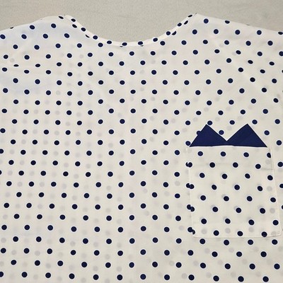 T.S. Reed Polka Dot Blouse Womens 24W White Navy Blue Vintage Short Sleeve Top