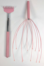 Pink Head Hair Scalp Back Massager Scratcher Tingler Set For Deep Relaxation