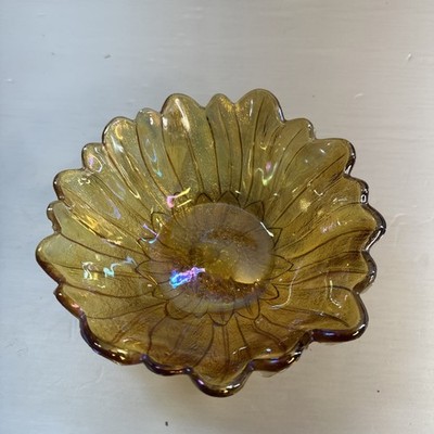 Vintage Indiana Glass Co Lily Pons Marigold Carnival Glass 7'' Candy Dish