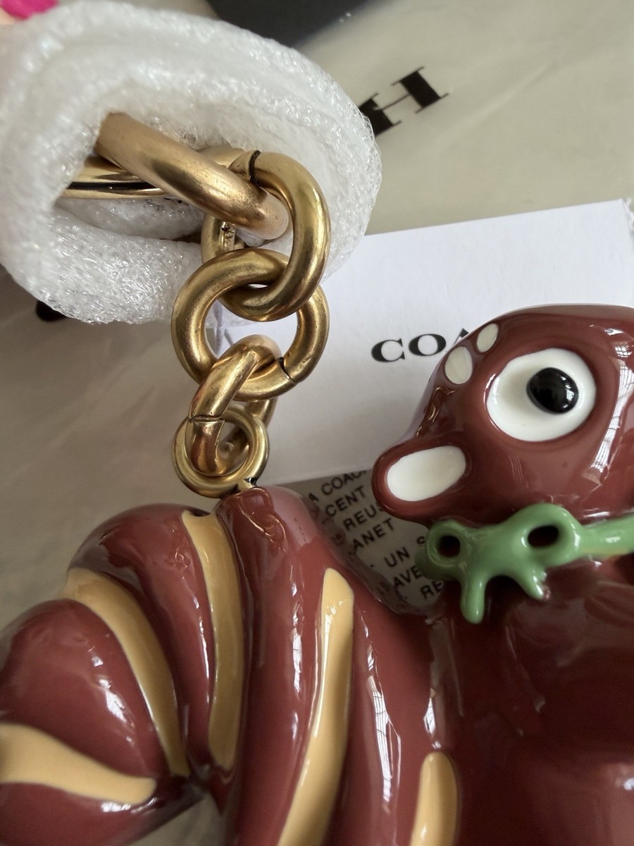 NWT COACH METAL NUTTY SQUIRREL METAL BAG CHARM FOB BROWN/MULTI