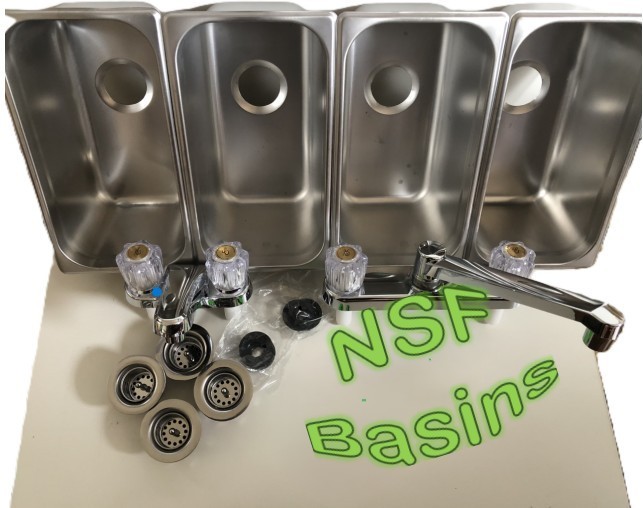 3 Compartment STANDARD SMALL + 1 HAND WASH Portable Concession Sink