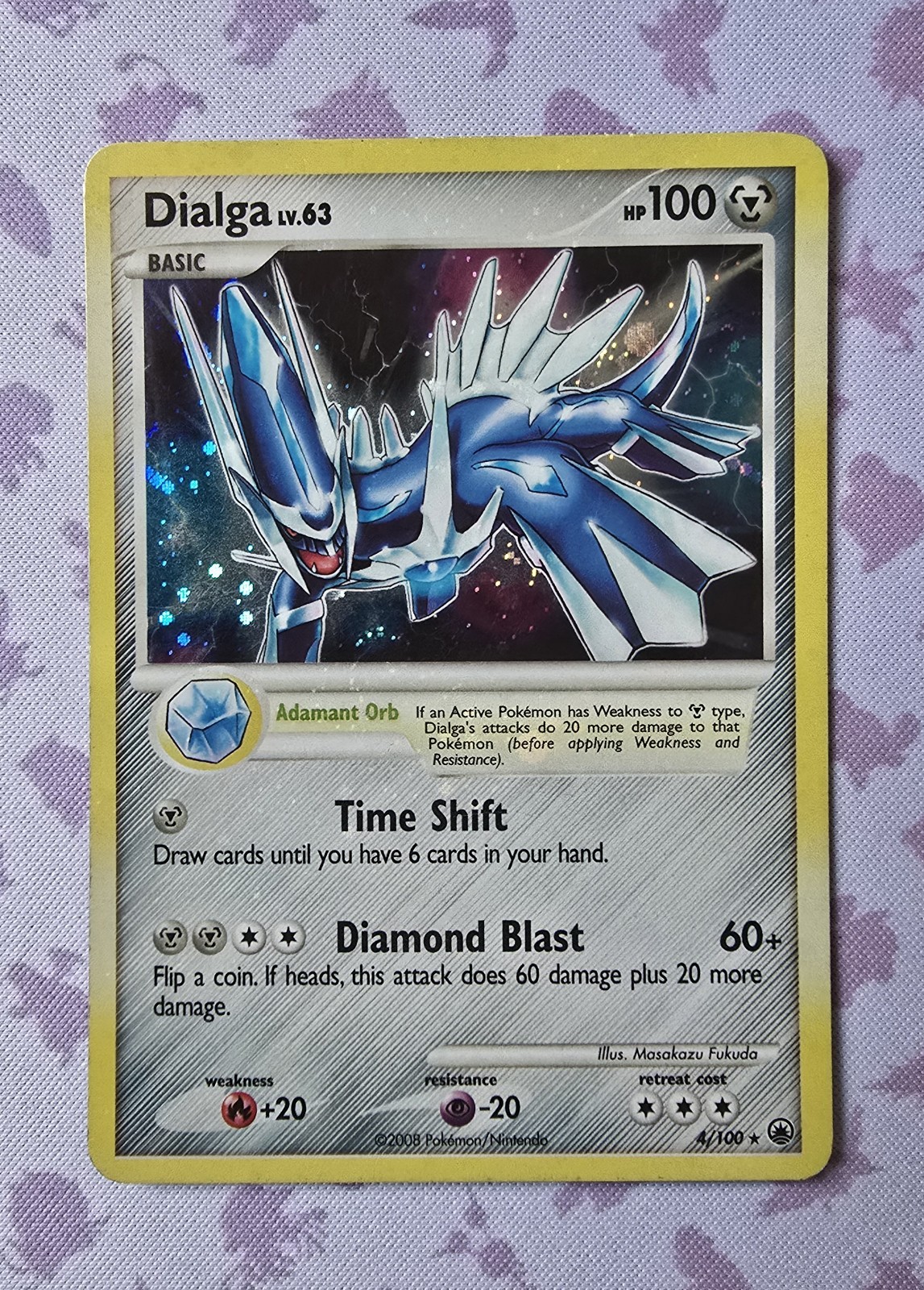 Dialga LV.63 4/100 Holo Rare Diamond Pearl Majestic Dawn 2008 Pokemon Card LP