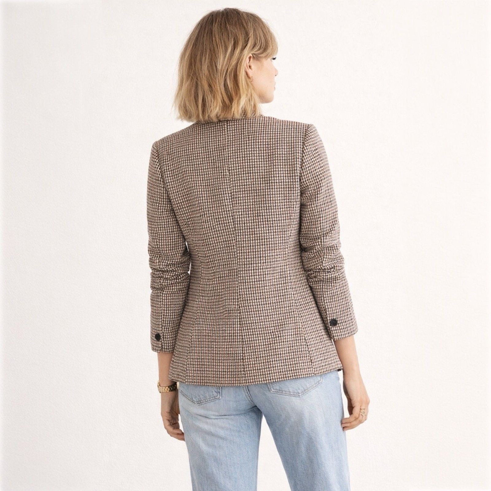Premise Studio Houndstooth Collarless Single Butt… - image 2