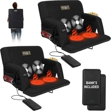 Heated Massage Stadium Seats Pack of 2, 21 Inche Folding 21, 2pcs Black 