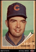 1962 Topps #191 Jim Brewer Green Tint Cubs RARE VARIATION 3 - VG