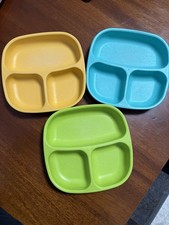 3 RePlay Kid Friendly Divided Plates Dishes Eco Friendly Recycled Colorful