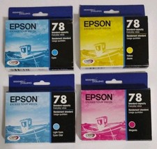 Set of 4 Genuine Epson 78 Ink Magenta, Cyan, Light Cyan, Yellow EXP 2017-2018