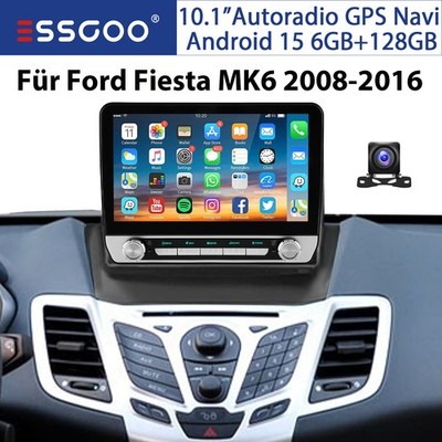 8-Core Android 15 Autoradio Carplay GPS Navi SWC +KAM Für Ford Fiesta 2009-2017