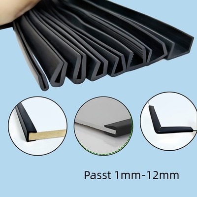 U-Profil Steckplatz 1-12mm Kantenschutz Fassungsprofil Gummidichtung Schutzband