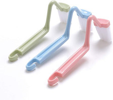 2 Pz Cepillo Inodoro Plastico Curvo Tipo V 8in Limpieza Esquinas Azul Verde Rojo