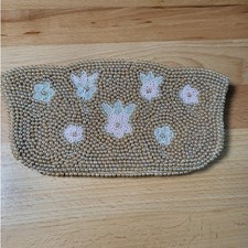Vintage Champagne Beaded Evening Clutch Bag Made in Japan