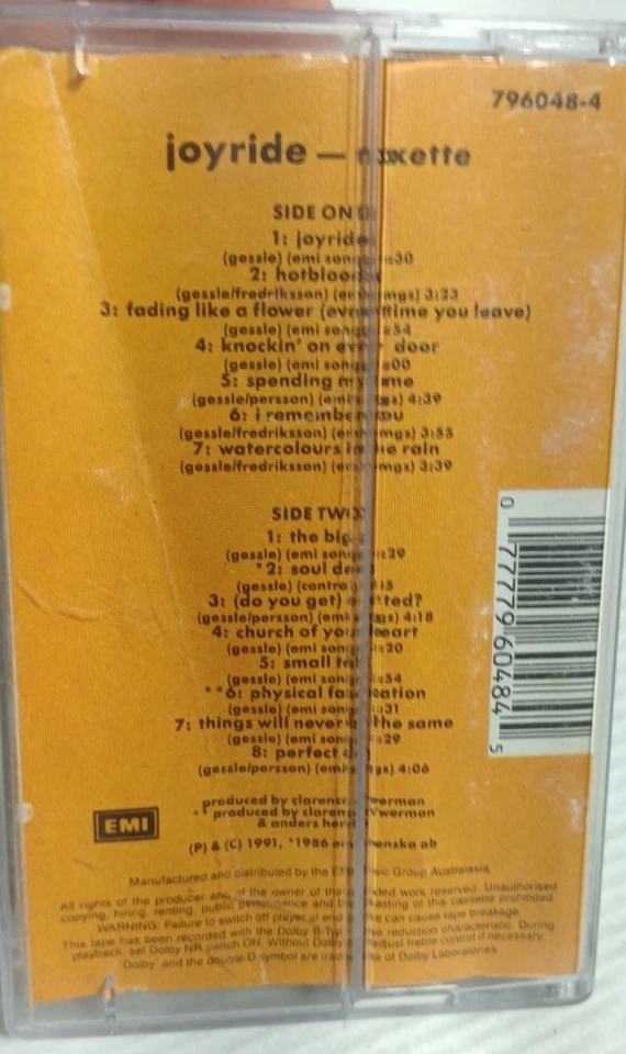 Roxette Joyride Cassette Tape Album EMI 1991 - Image 2 of 4