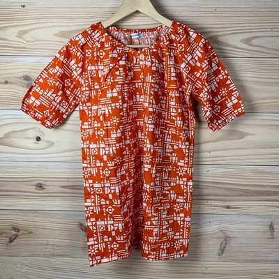 La Poloma Parker House Dress Girls 8-9Y Shift Orange Geometric Boho Preppy
