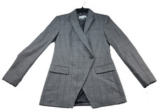 Calvin Klein Blazer Coat Womens size 2 Gray 1 Button 2 Pockets Business New