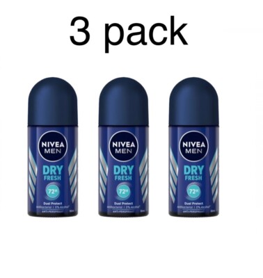 3 x NIVEA MEN DRY FRESH roll-on deodorant for men, 50ml / 1.7 fl.oz