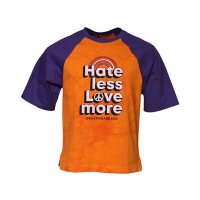 DOLCE & GABBANA T-shirt Orange Purple Printed Round Neck Men IT44