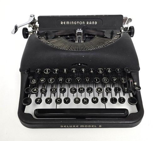 Máquina de escribir vintage Remington Rand modelo Deluxe 5 con estuche años 40 - Imagen 2 de 19
