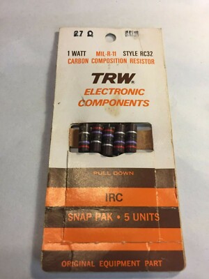  TRW 1 Watt MIL-R-11  Style RC32 Carbon Composition Resistor (5 units)