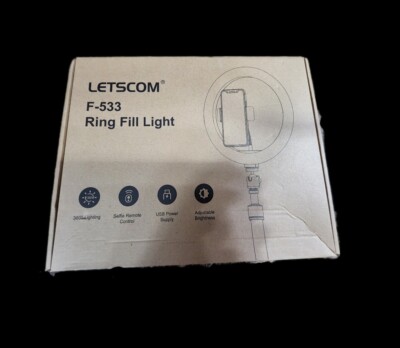 LETSCOM F-533 10.2'' Selfie Ring Light Dimmable with Tripod Stand, 2Phone Holders