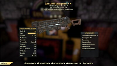 fallout 76 pc Gaussgewehr (Des Killers)