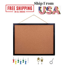 Black Cork Board Bulletin Board, 14.6"X 11" Cork Board, Oak Wood Finish Frame, W