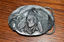 3.25 Bison Native American Belt Buckle Animal Buffalo Vtg Arroyo Grande