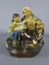 VINTAGE STATUA CINESE CERAMICA SHIWAN DIPINTA E SMALTATA EPOCA XX SEC.