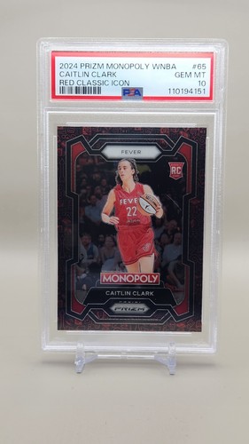 Caitlin Clark Rookie Red Classic Icon SP #65 - 2024 Prizm Monopoly PSA 10 Fever