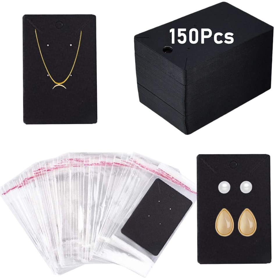 150 Pcs Black Earring Card Display Cards Necklace Display Cards