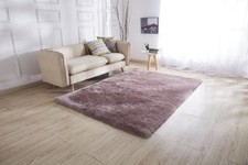 Blush Pink Silver Shaggy Rugs Non Shed Deep Pile Luxurious Soft Thick Pile Rug