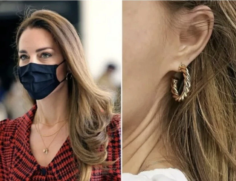 ASOS DSIGNE 14 k GOLD PLATED TWIST HOOP EARRINGS DUCHESS KATE SOLD OUT - Bild 2 von 4