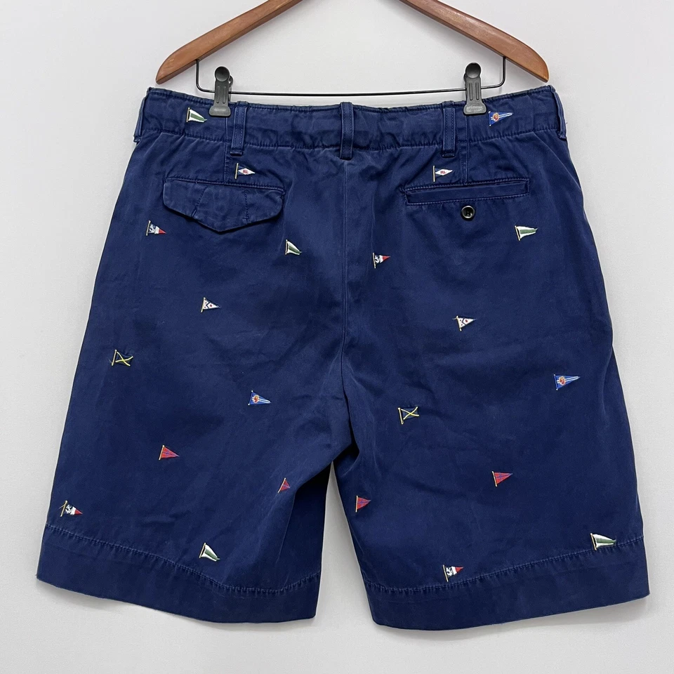 Мужские шорты Polo Ralph Lauren Bermuda 10 дюймов с морскими парусными флагами синие размер 34 б/у в отличном состоянии - Изображение 2 из 4
