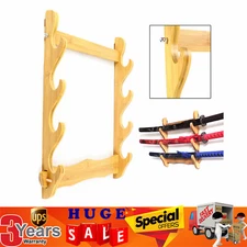 4  Wall Mount Wooden Rack Natural Wood Finish  Storage Shelf Holder