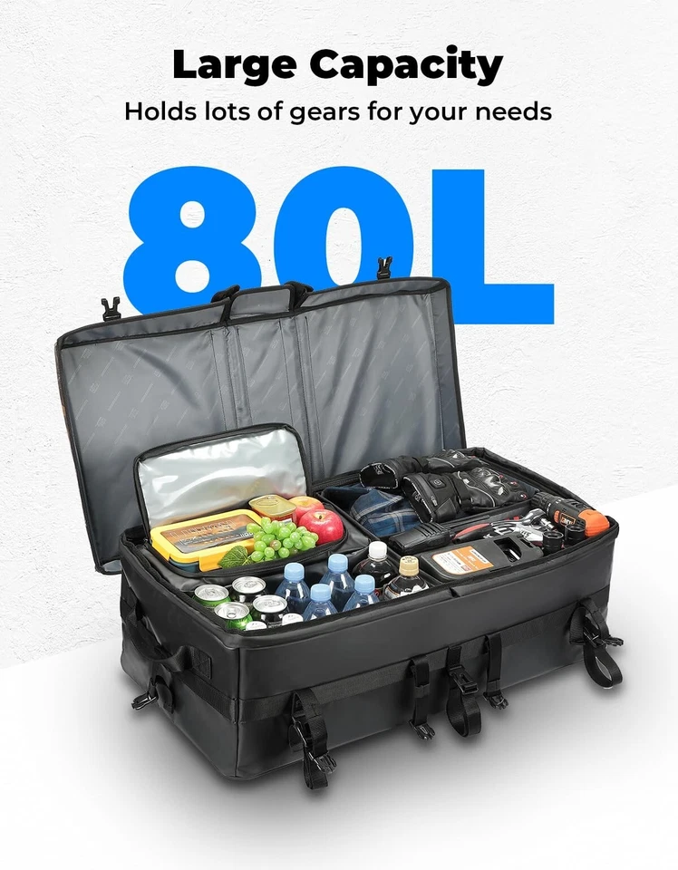 Bolsa de almacenamiento de carga trasera 93L ATV para estante delantero o trasero con enfriador para Polaris Foto 3 de 4