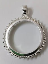 925 Sterling Silver Round Pendant setting prong jewelry Making Tools Coin