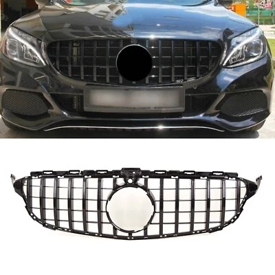 TRADE VEHICLE PARTS Fits Mercedes C Class W205 14-18 Front Grille Gloss AMG Panamericana GT Style