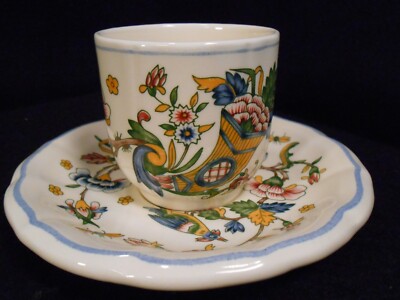 GIEN FRANCE CORNE D'ABONDANCE DEMITASSE/EXPRESSO CUP & SAUCER SET~Horn of Plenty