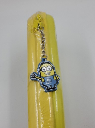 Minions Zippered Pen Pencil Pouch Crayon Case SCENTED Banana with Charm Keychain - Picture 2 of 4