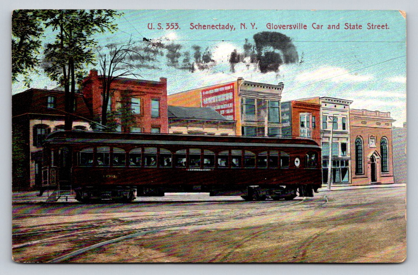 c1910 Trolley US 353 Gloversville Car State Street Schenectady New York