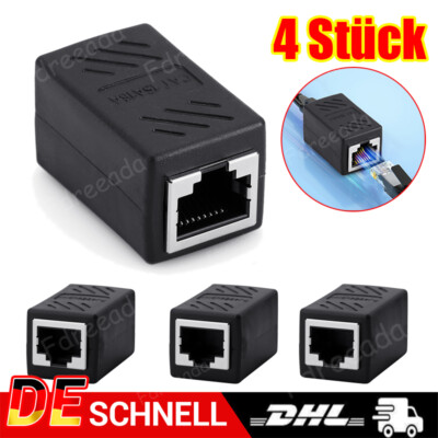 4 Stk RJ45 Verlängerung Adapter Verbinder Kupplung Netzwerk LAN Kabel cat 5 6 7