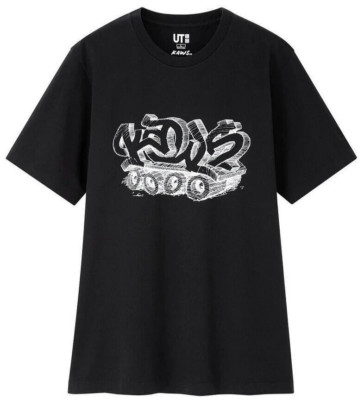 2019 SS19 UNIQLO x KAWS WORDSMARK GRAFFITI TEE SHIRT BLACK