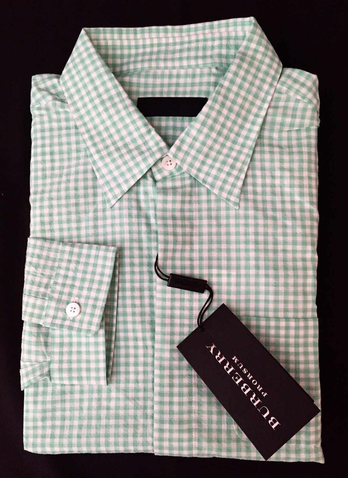 NWT $595 Burberry Prorsum Men's Green Gingham Plaid Button Down Shirt  AUTHENTIC