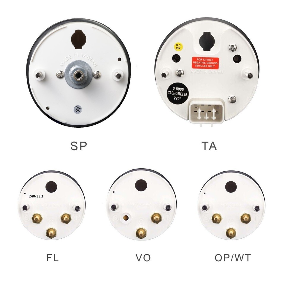 MOTOR METER RACING VD 6 Gauge Set Mechanical Speedometer MPH °F PSI ...